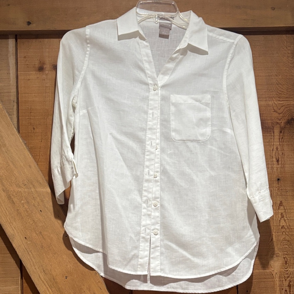 Chico's white Linen-Texture Top